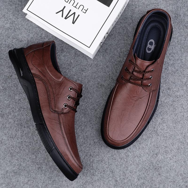 FashionGenuine Leather Men's Casual Shoes British Style Male Dress Sneakers New Trendy All-match Business Shoes Formal Dress Footwear