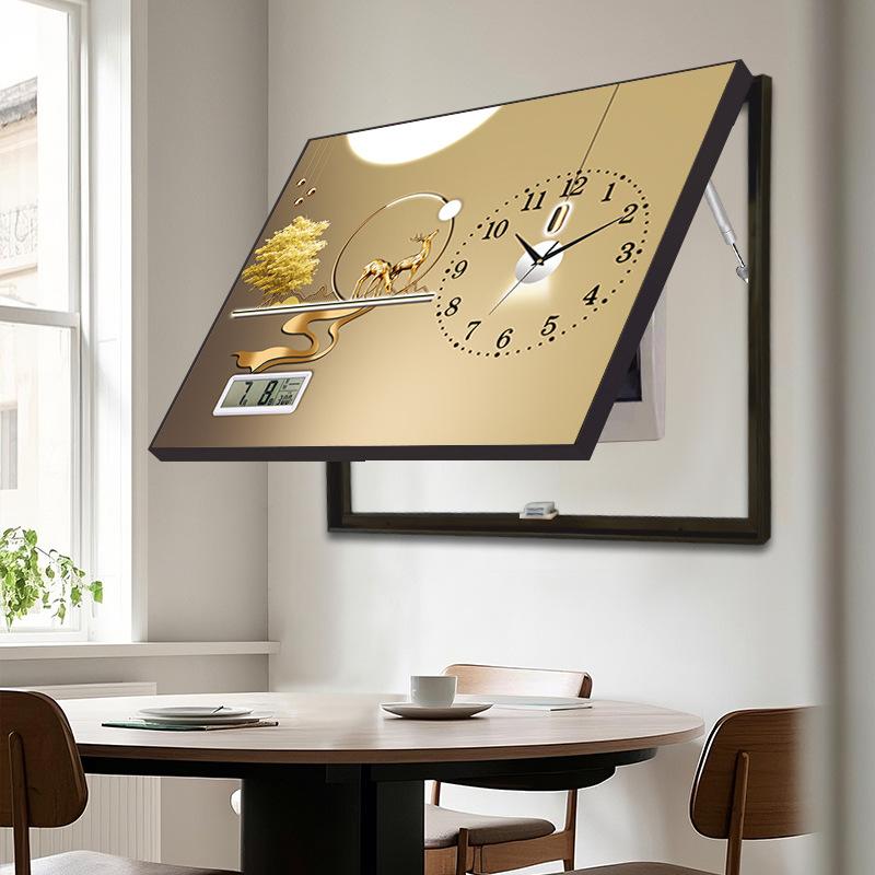 

Новый китайский стиль Коробка для электросчетчика Часы Стиль Без перфорации Выдвижная Распределительная коробка Настенные часы-картина Jinlu Send Fu