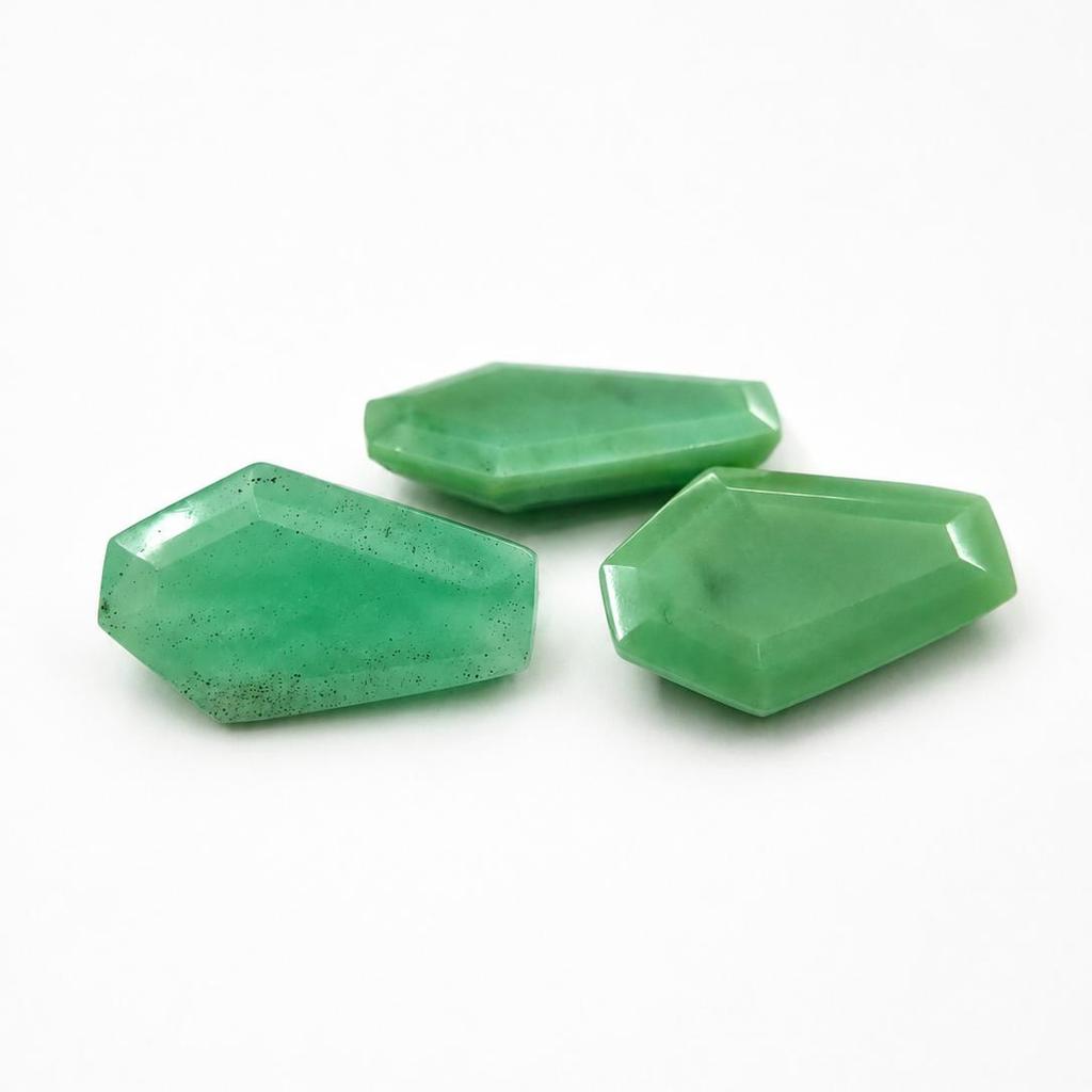 Natural Green Chrysoprase Coffin Shape Loose Gemstone for Jewelry Making 10x20mm