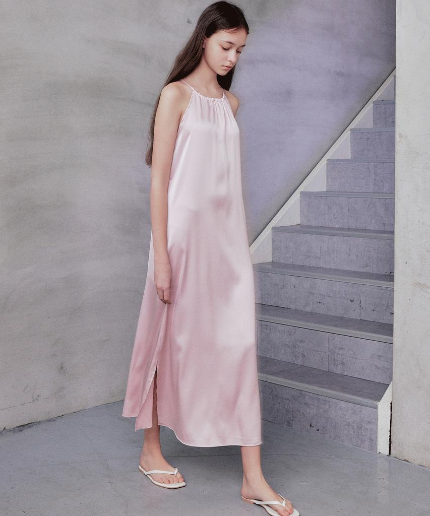 Rank 5 [Nellie] Satin Halterneck Dress_ Pink
