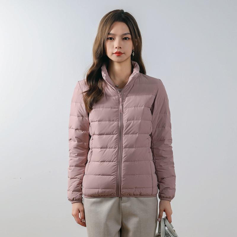 Women's 90-fleece solid-color women's clothing stand-up collar seamless glue-pressed down jacket short large-size jacket