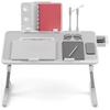 Laptop Lap Desk, Laptop Bed Tray Table, Adjustable Lap Desk with Light Fan, Folding Laptop Desk for Bed with USB, Bed Desk with Storage Drawer