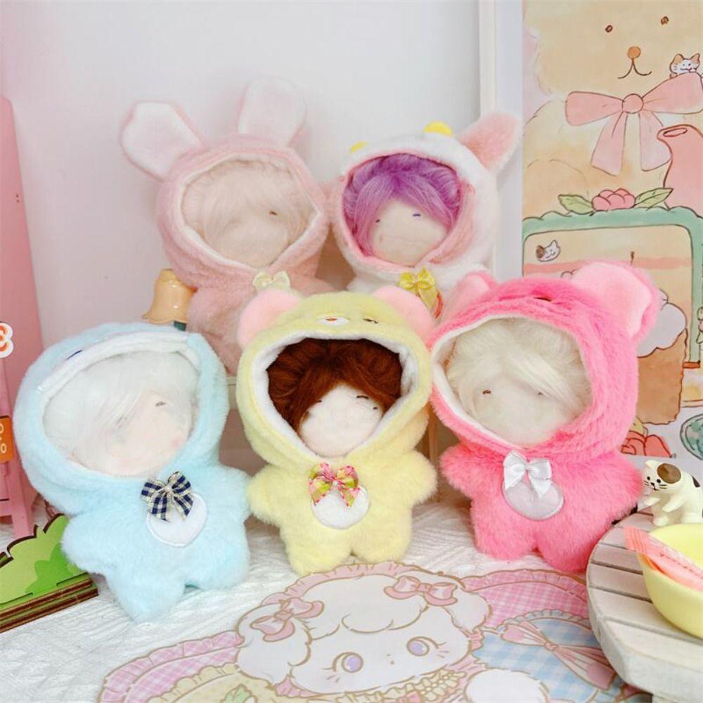 10cm Doll Clothes Plush Hairy One-piece Garment Gift Cartoon Animal Jumpsuits  Stuffed Cotton Doll