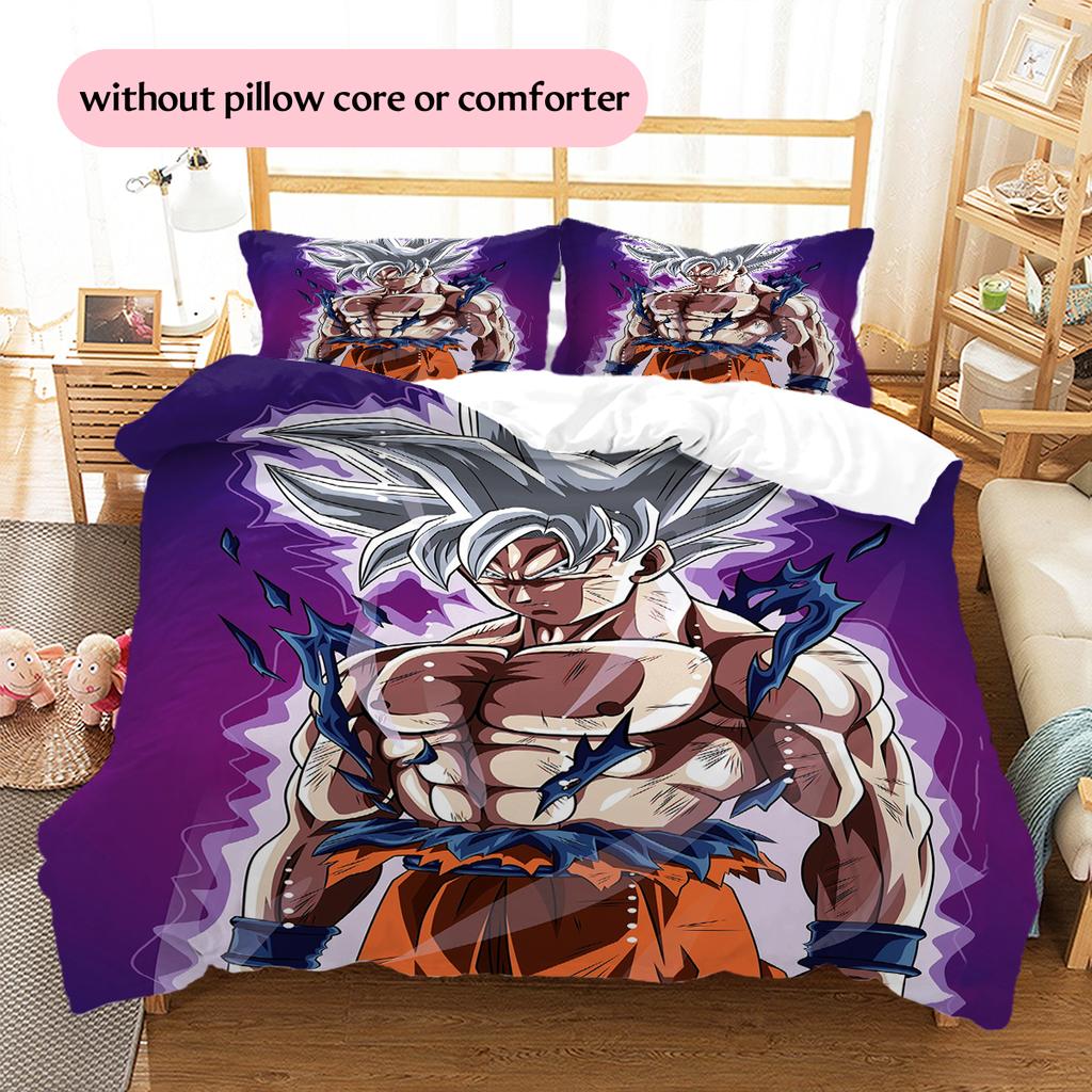 Dragon Ball Son Goku Pattern Bedding Home Decoration Birthday Gift (1 * duvet cover + 2 * pillowcase, without core)
