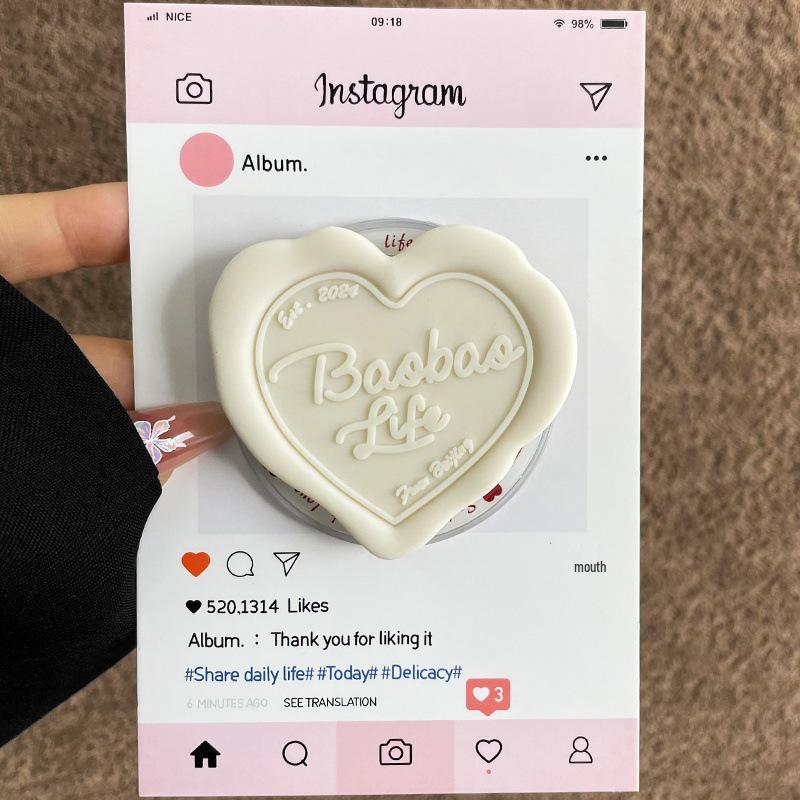 Heart-Shaped Chocolate Cream Magnetic Phone Case with Retractable Ring Stand for Women