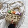 Hot Selling New Straw Woven Women Bag Summer Flower Fashion Woven Bag Handbag Paper Rope Hollow Casual Shoulder Bag