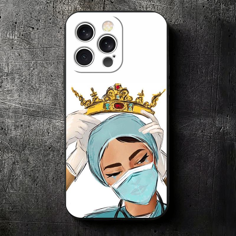 Doctor Nurse Cartoon Soft Phone Case for iPhone 16 16E 17 Air 15 Pro Max 14 Plus 13 Mini 11 12 7 Black Cover Back Shell