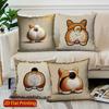 2D Cute Corgi Butt Pattern Decorative Pillow Covers Pattern Cushion Cover Suitable For Sofa Bedroom Car Pillow Cover