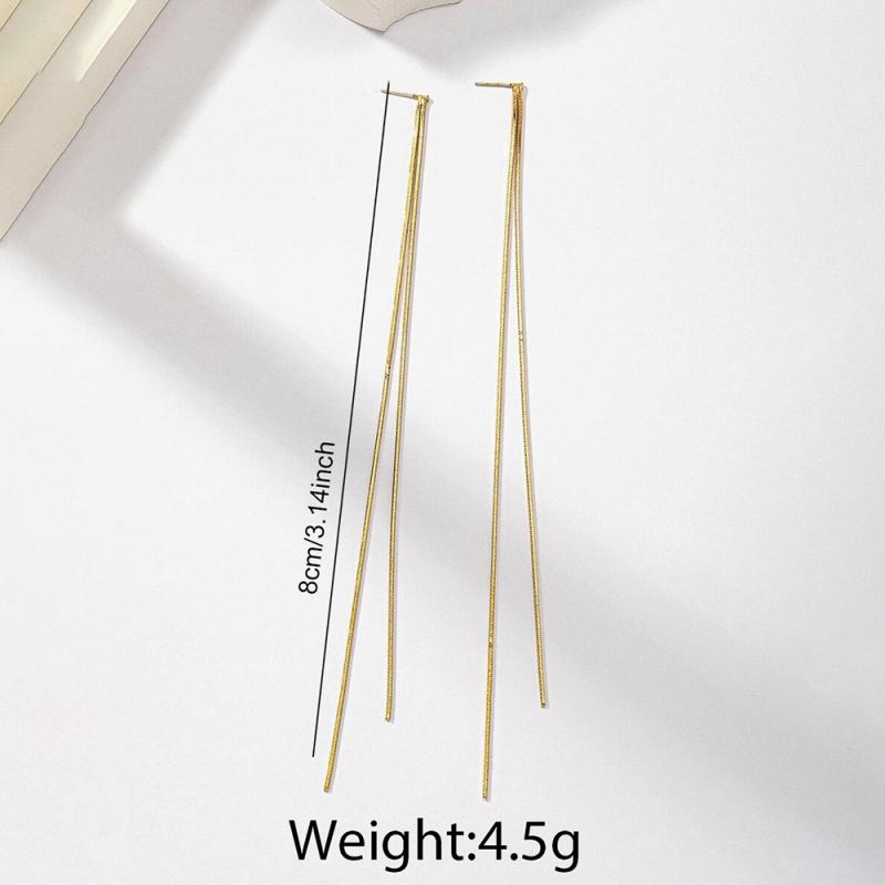 Minimalism Stainless Steel Linear Tassel Drop Earrings for Women Chic Gold Color Super Long Earrings Elegant Party Jewelry Gifts