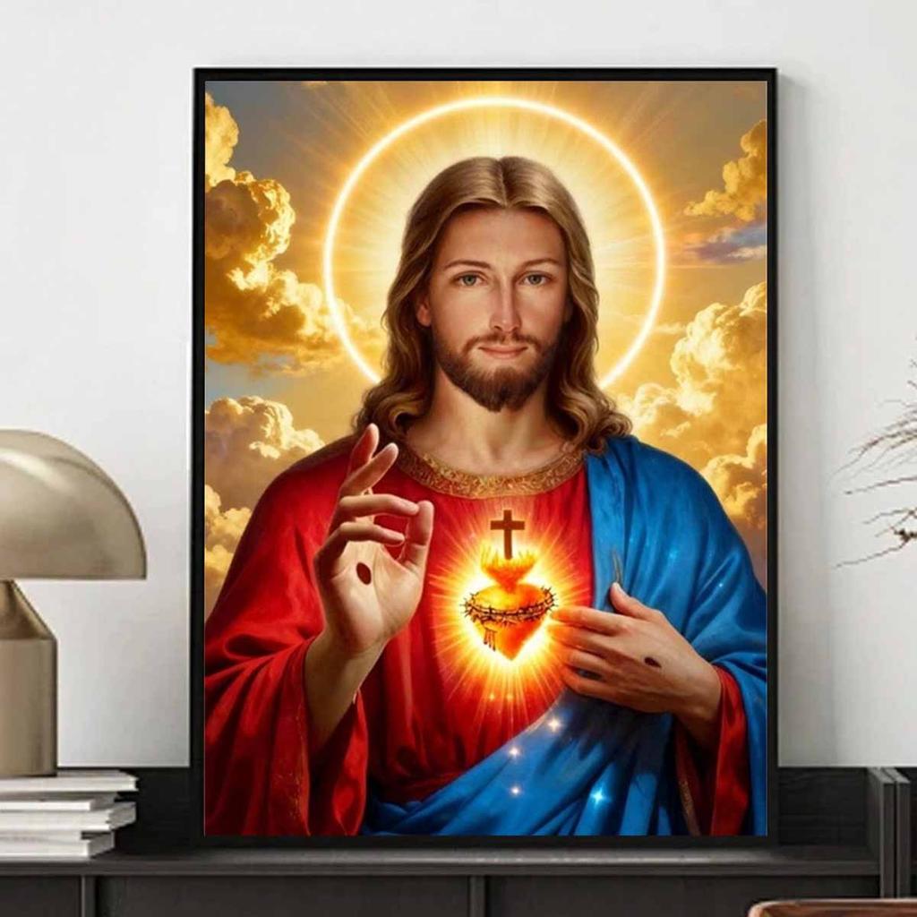 Diamond Painting Set  DIY 5D Full Diamond Jesus Sacred Heart Crafts for Home Wall Decoration