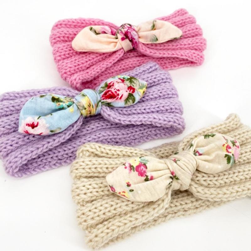New children's wool headband, printed rabbit ear knitted wool headband baby headband baby headband