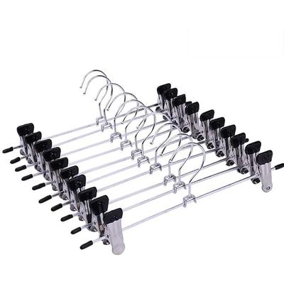 10pcs Stainless Steel Clothespin Pants Clamp Non-slip Trouser Hanger Practical Multi-function Durable Exquisite with Swivel Hook