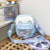 Y2K Cute Cartoon Cat Ita Shoulder Bags Mini Women Casual Crossbody Bag Kawaii Girls Transparent Pocket DIY Display Nylon Handbag