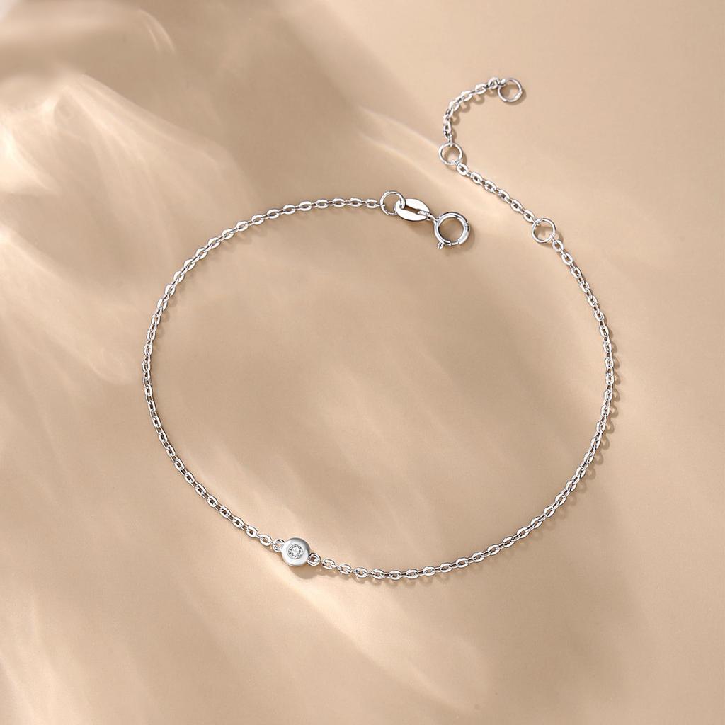 FANCIME Diamond Platinum Bracelet Ladies Lab Grown Diamond Single Carat Accessory Birthday Anniversary Christmas Women Popular Present Jewelry Gift