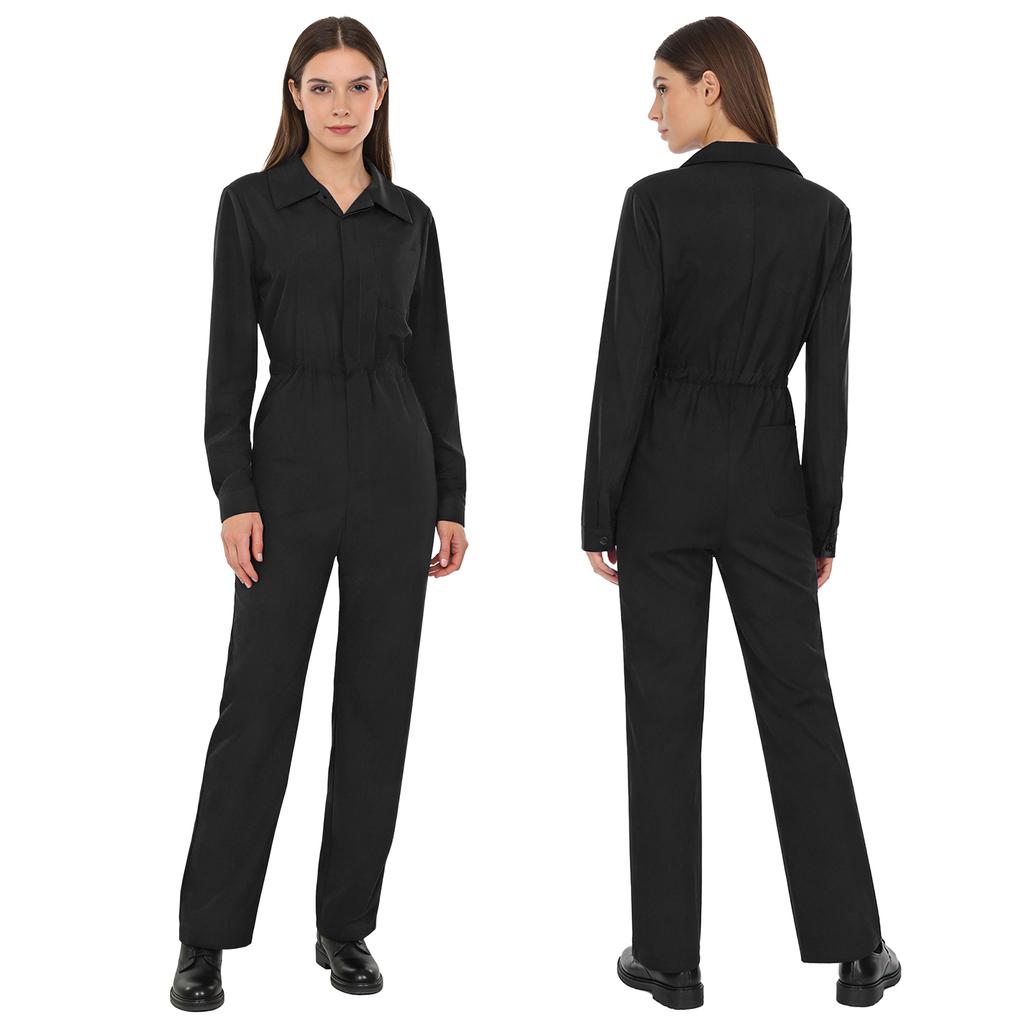 Womens Long Sleeve Coverall Mechanic Uniform Workwear Boiler Suit Overalls Loose Fit Jumpsuit Rompers