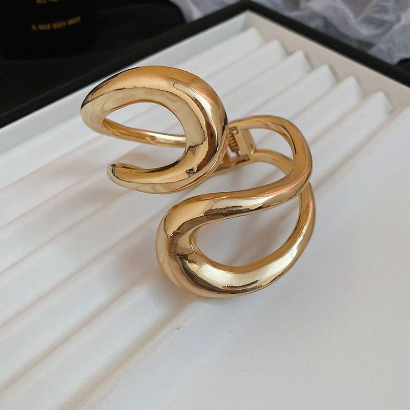 Irregular Geometric Hollow Cross-Open Bracelet, European and American Simple and Exaggerated Design Bracelet, Light Luxury and High-End Jewelry Bracelet-Gold