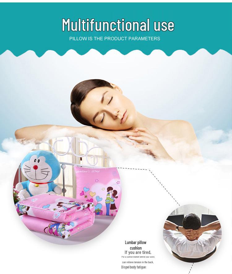 Dual-Use Pillow Blanket: Air Conditioning Quilt & Lumbar Cushion for Sofa, Car, or Office