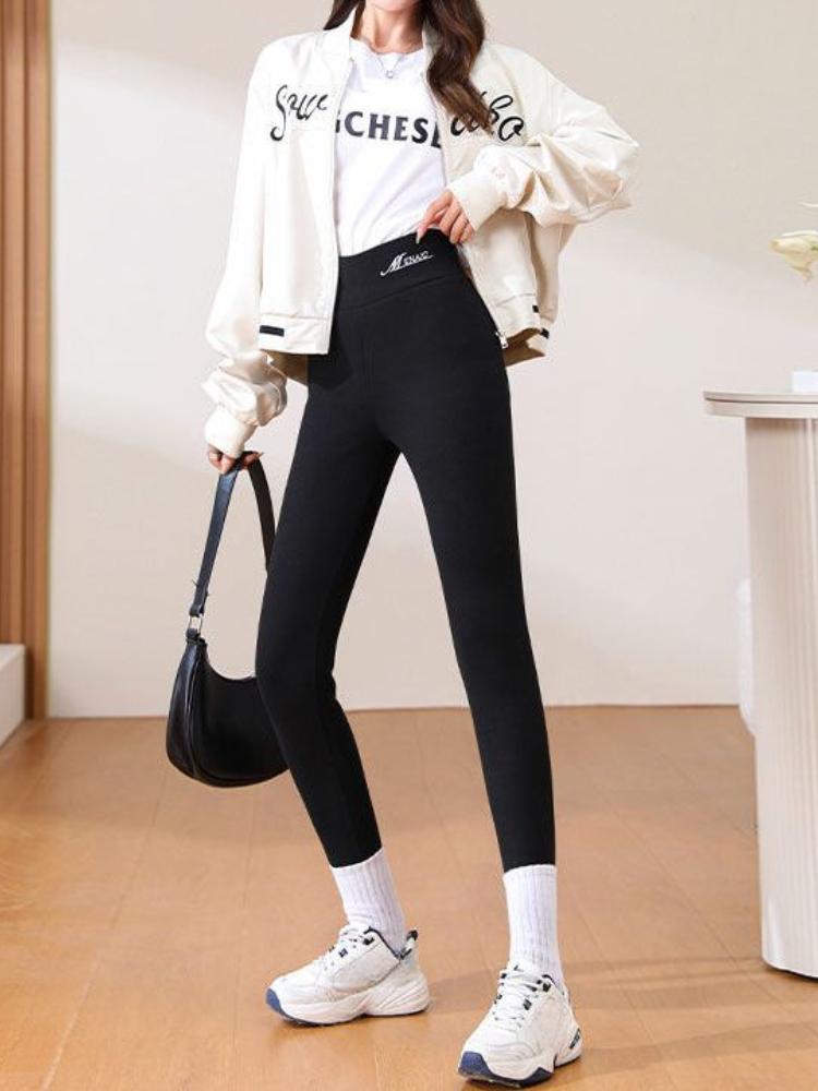 Leggings invernali eleganti Pantaloni a vita alta Leggings termici in velluto da donna Ispessiti Casual Pantaloni caldi Pile Elasticizzato Abiti spessi