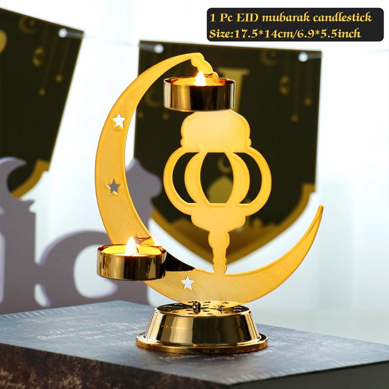 Candlestick EID Mubarak Ramadan Decoration For Home Eid Mubarak Islamic Muslim Party Supplies Ramadan Kareem Eid Al Adha Decor
