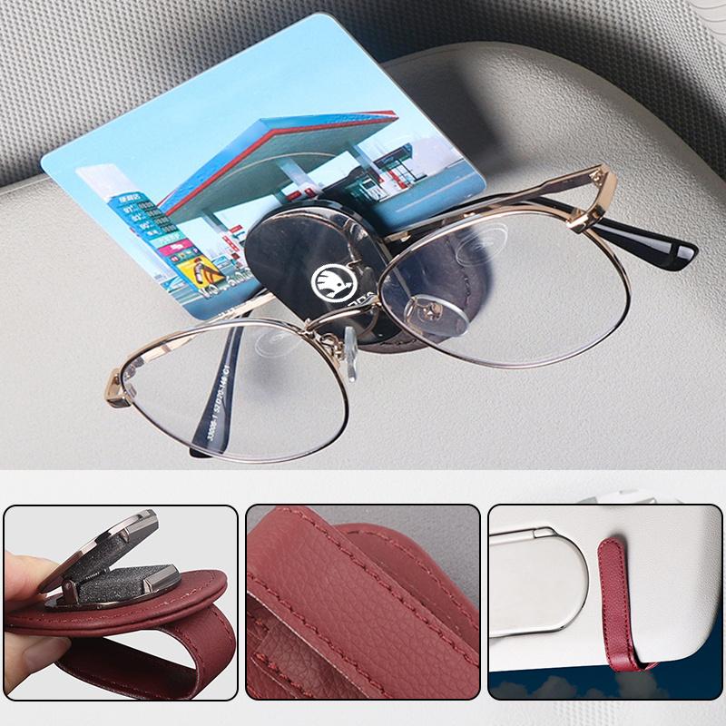 CAPR9 Car Glasses Clip Sun Visor Storage Clamp Ticket Card for Skoda Fabia Yeti Rapid Kodiaq Mk3 A4 A6 A7 Kamiq Karoq Vrs Accessories
