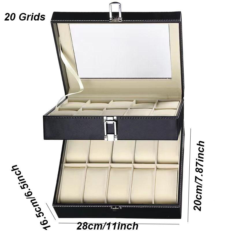 Delesys 2/3/4/5/6/8/9/10/12/20 Slots Household Multi Functional Watch And Jewelry Storage Box Pu Leather Watch Display Case