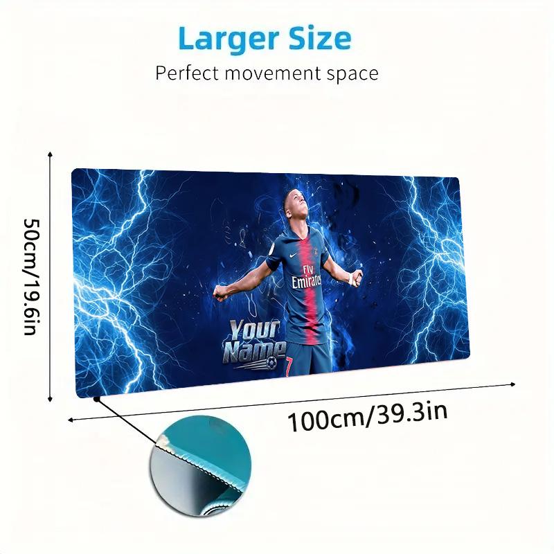Mbappe Custom Name Large Size Mouse Pad Large Gaming Table Cushion Non-slip Laptop Tablet Big Mousepad XXL Mat Mini PC Playmat With Lock Edge