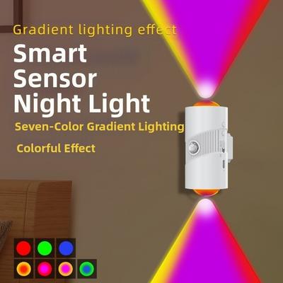 Colorful Gradient Motion Sensor Night Light Magnetic Mounting Rechargeable LED Wall Light Up Down Lighting Human Body Induction