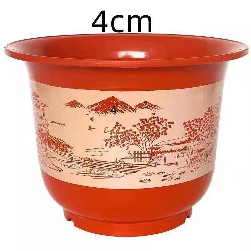 Durable Extra-Large Resin Flower Pot with Saucer, Imitation Ceramic, Thickened Plastic, Clearance
