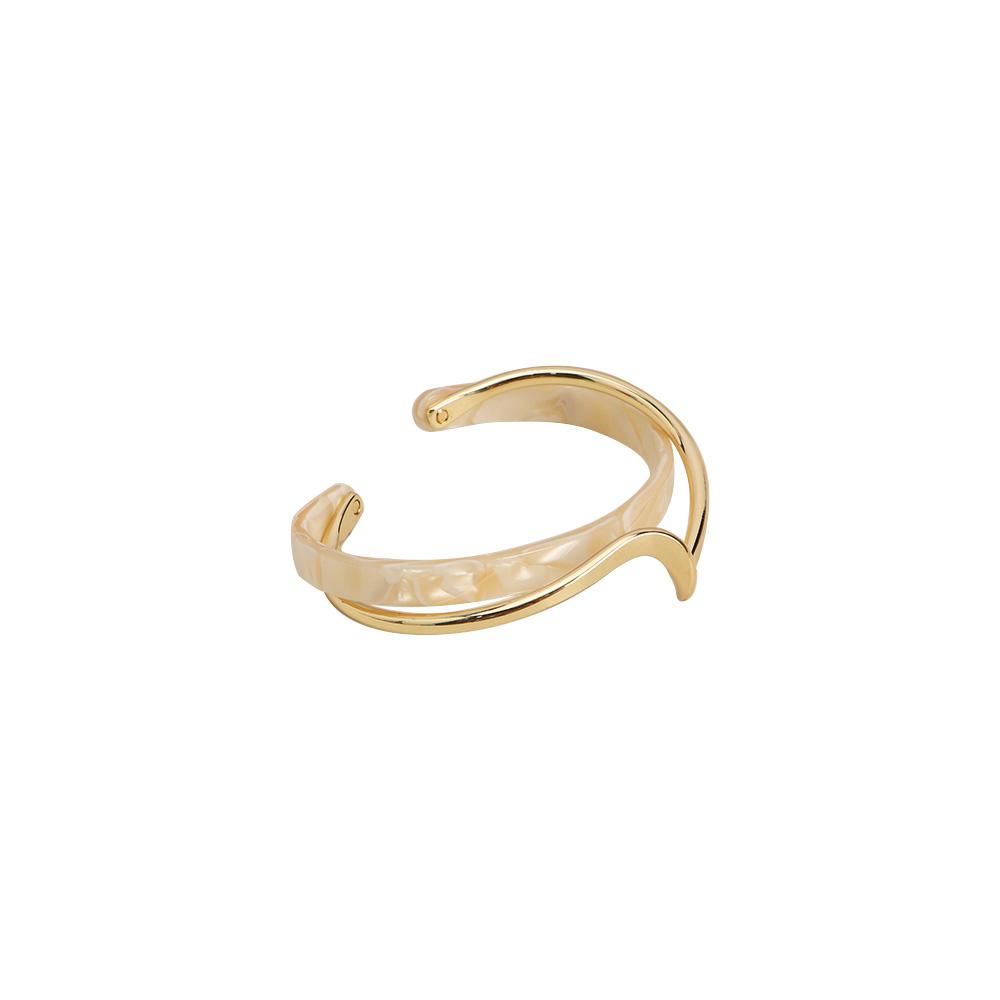 

Korean Copper Texture Curved Irregular Bangles White Shell Plate Bracelet золотой
