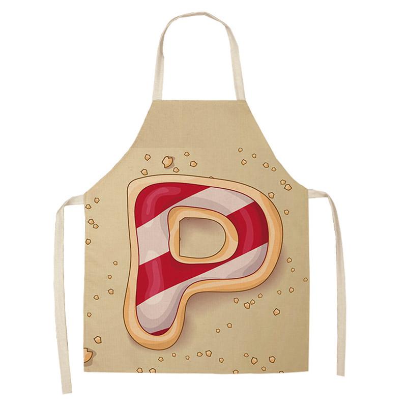 Avental de cozinha com estampa de alfabeto, avental sem mangas de linho para crianças, para cozinhar, churrasco, ferramentas de limpeza doméstica, 47x38cm, 68x55cm