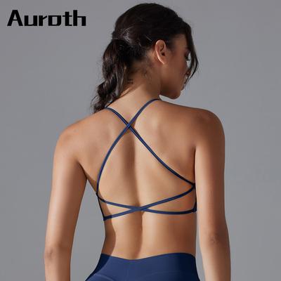 Auroth Back Cross Gym Reggiseno sportivo ad asciugatura rapida traspirante da donna Yoga Canotta senza cuciture in maglia Fitness Canotta