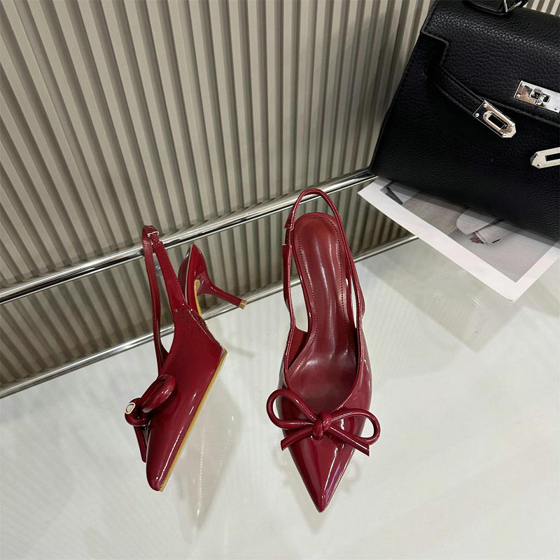 Fashion Baotou Sandals 2025 Spring And Autumn New Pointy Bow Temperament High Heels Socialite Fashion After Empty Shoes Women
