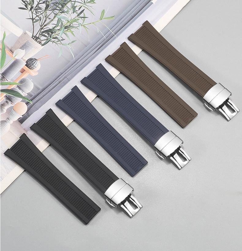 Gummi Konkaves Uhrenarmband für Patek Nautilus Philippe PP 5711 5712 Schwarz Blau Grau Braun Silikon Uhrenarmband 25mm*13mm
