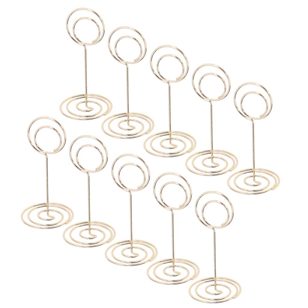 10 Stück Tischkartenhalter Runde Basis Galvanisierungsverfahren Elegante Niedliche Form Heimschmuck für HochzeitenGold