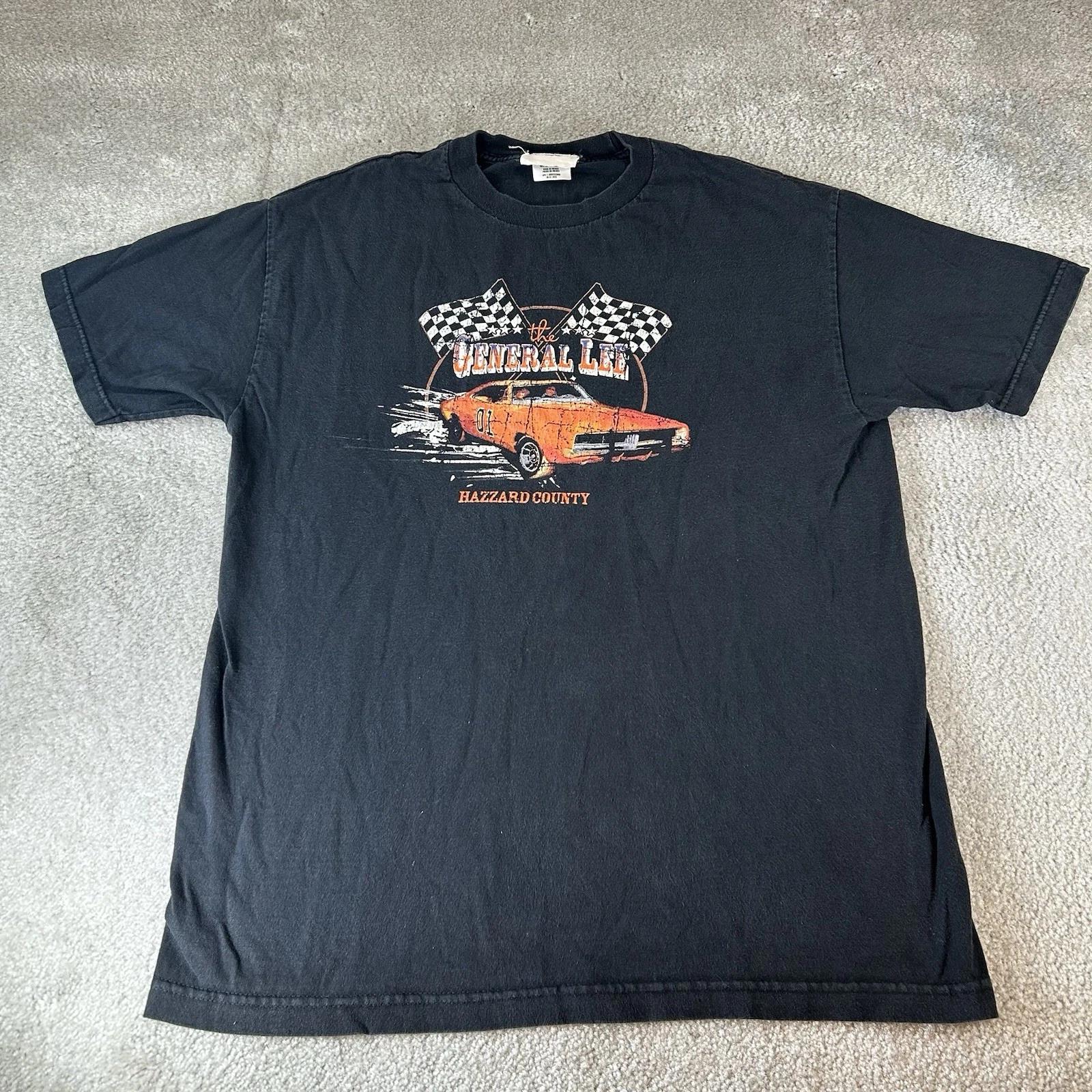 Vintage 90s Dukes Of Hazzard General Lee Black Graphic T-shirt Mens Size Medium XL