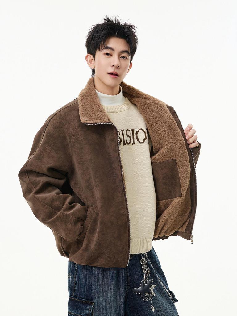 Men's Trendy Thickened Cotton Lapel Jacket for 2025 Fall/Winter - Loose Warm Motorcycle Outerwear