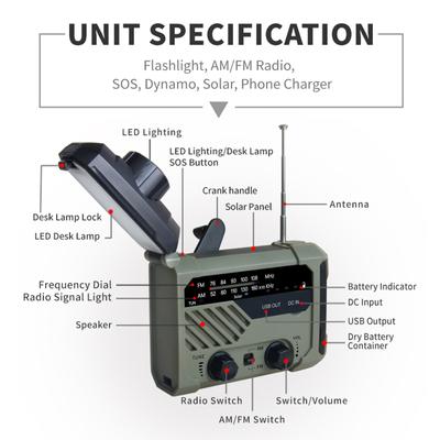 Digital FM AM Radio Outdoor Emergency Lamp Solar Hand Crank Radio Flashlight LED Reading Light SOS