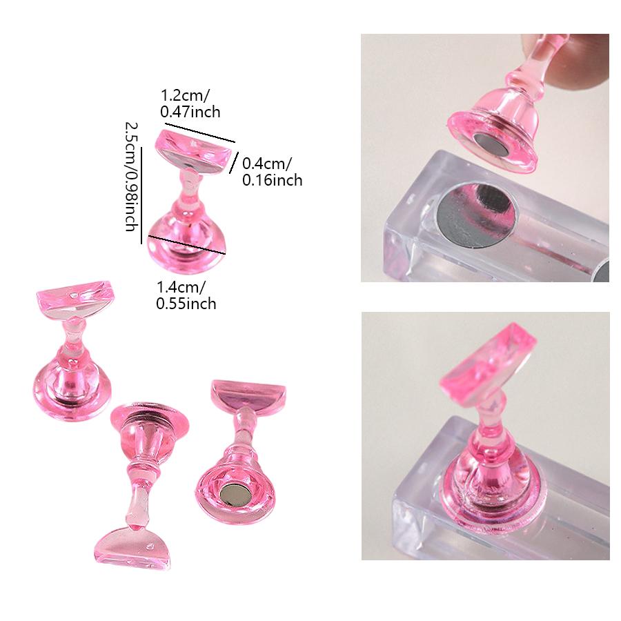10Pcs Plastic Nail Tips Holder Nail Stand Chess Shaped DIY Magnetic Training Practice Display Manicure Tool