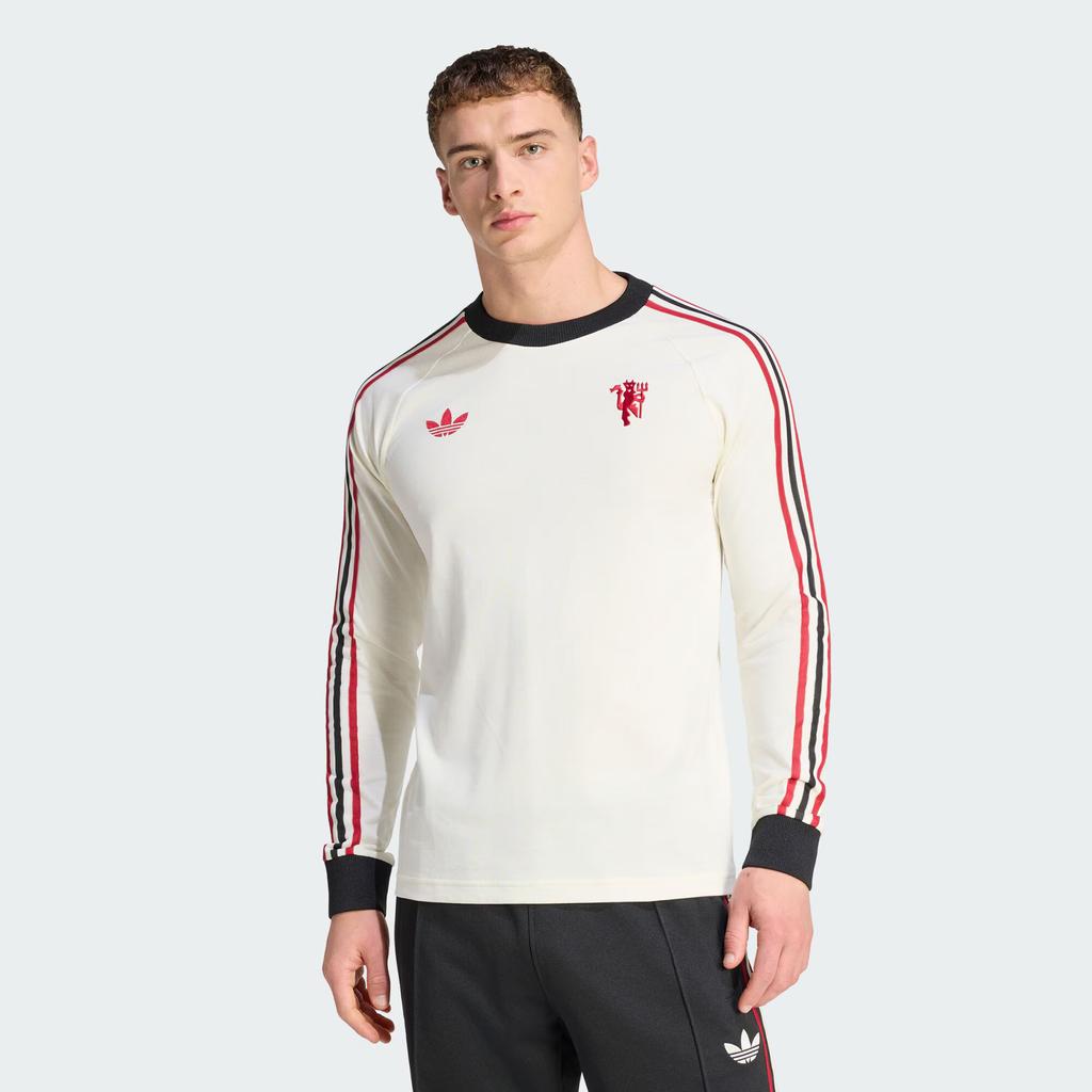 Adidas Manchester United Football Casual Retro Long Sleeve T-Shirt Men Tops JZ2235