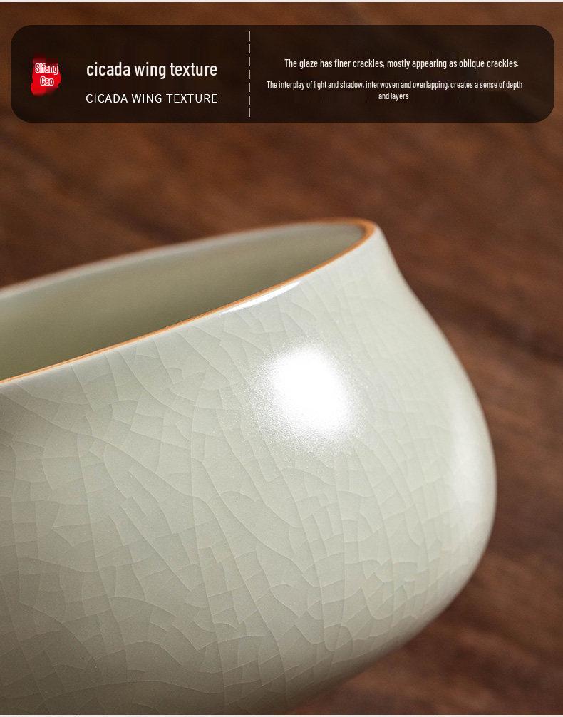 Sky Blue Ru Kiln Ceramic Brush Washer: Large Tea Wash Bowl and Gongfu Tea Set Accessory.