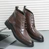 Classic Designer Leather Men Boots Oxford Pointed Toe Luxury Middle Ankle Short Leather Boots Men Fashion Business Dress Shoes