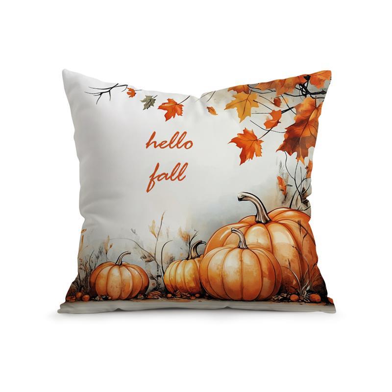 Autumn Pumpkin Maple Leaf Cushion Pillowcase Printed Polyester 45X45Cm Throw Pillowcover Decorative Sofa Cushion Pillowslip
