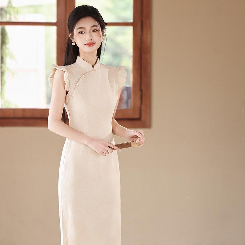 Ärmelloser nationaler Stil, neuer chinesischer Suzhou langer Cheongsam, verbesserter junger 1011 neuer Damen-High-End-Look, tägliches Tragen