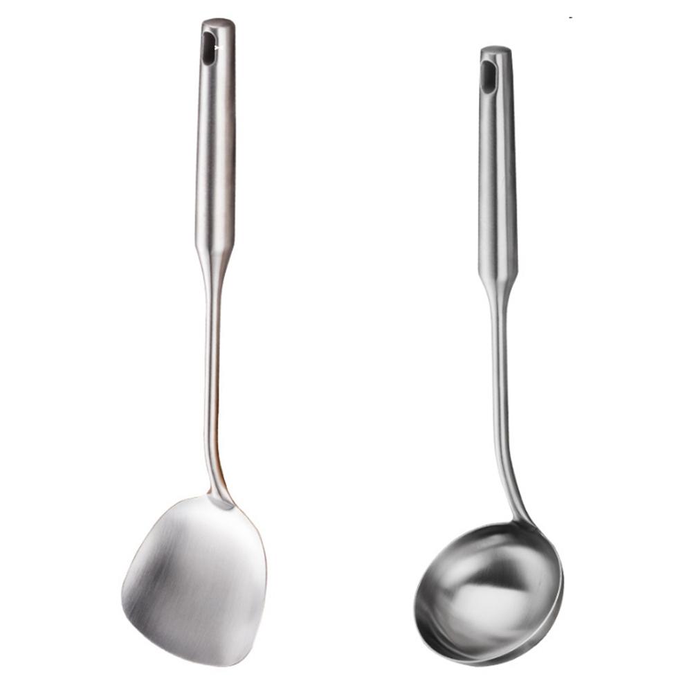 304 Stainless Steel Long Handle Kitchenware Ladle Spoon Cooking Tool Set Wok Shovel Soup Ladle
