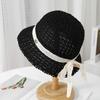 New trendy small fresh big brim women's beach hollow knitted small standard hat simple women's sunshade sunscreen hat