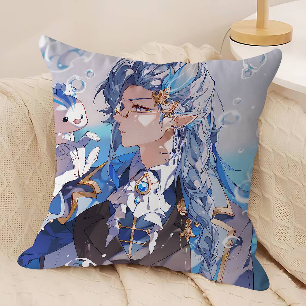 Neuvillette Genshin Impact Kissenbezug Abnehmbarer Waschbarer Kissenbezug – Ganzjahresweiches Leinen