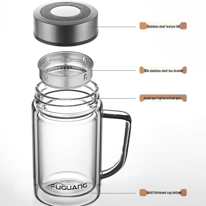 Fuguang Double-Layer High Borosilicate Glass Cup with Tea Infuser