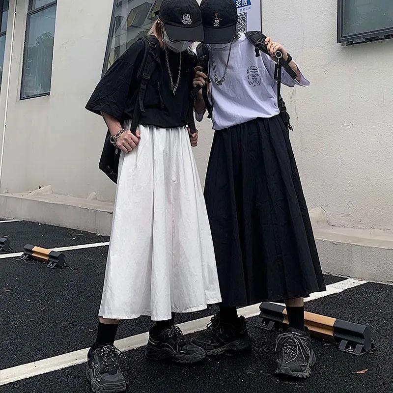 Damkjol i plusstorlek, japansk bruksmodell, midilängd - Harajuku konstnärlig A-linjekjol med hög midja och paraplyform, med vintagekänsla