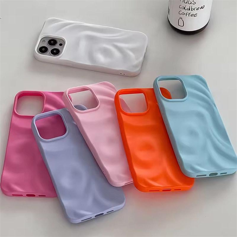Matte Wrinkle Irregular Case for iPhone 16 14 13 Pro Max 11 Protective Case Back Cover for iPhone 15  12 Pro Soft Silicone