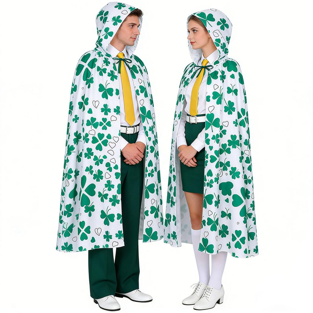 Irish Saint Patrick Festival Costume Cloak With Polyester Material For Adult Party Celebrations